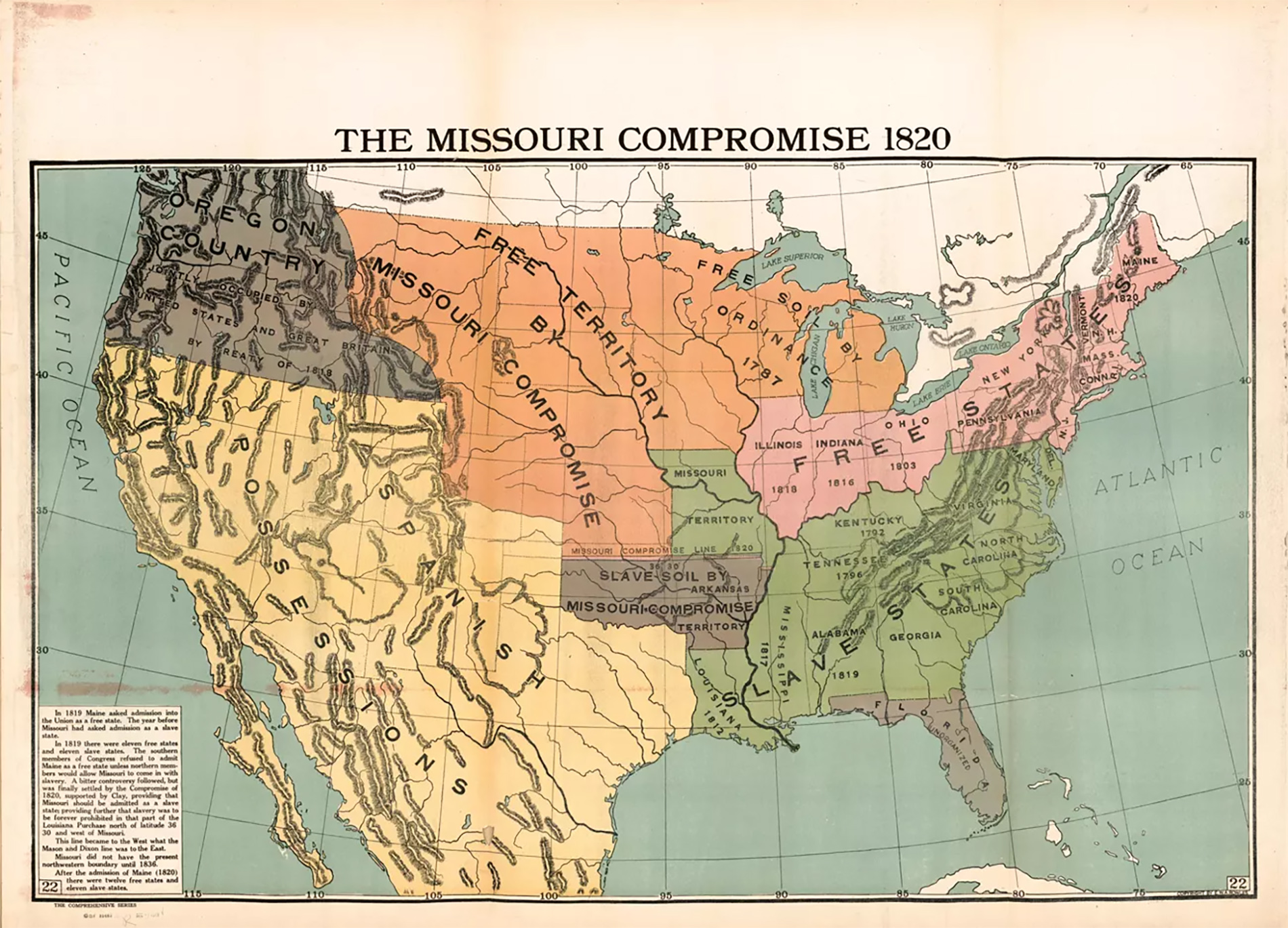 Map of the geographic effect of the Missouri Compromise