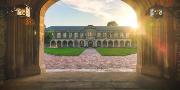 View of Ridgley Hall and Brookings Quadrangle