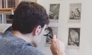 student working on project