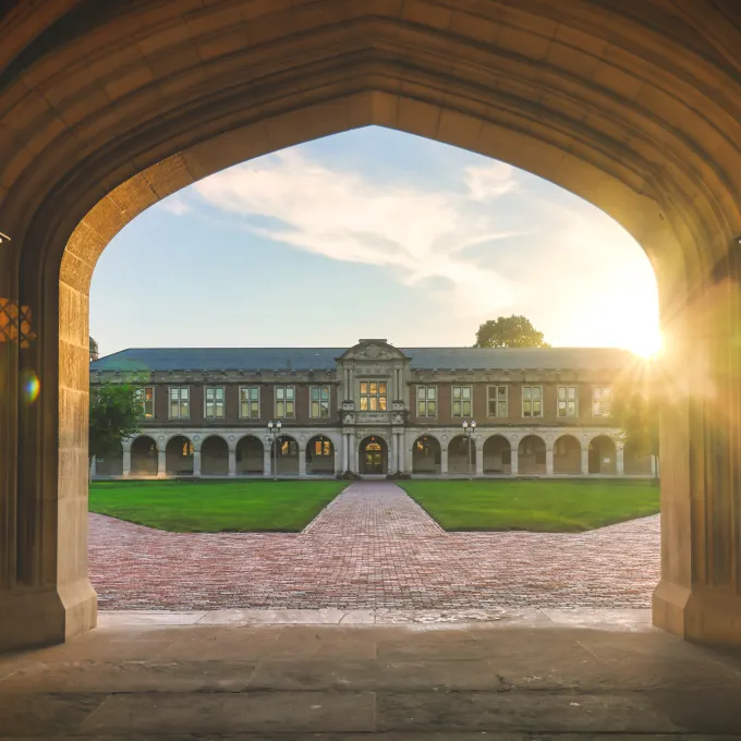 View of Ridgley Hall and Brookings Quadrangle